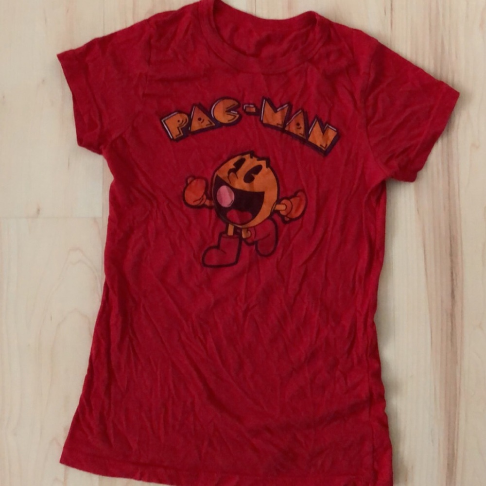 red soft cotton pac-man tee